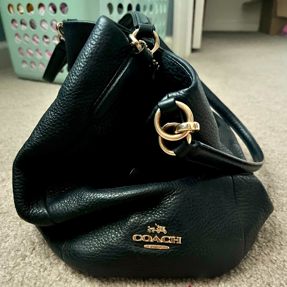 Coach leather boho shoulder bag navy